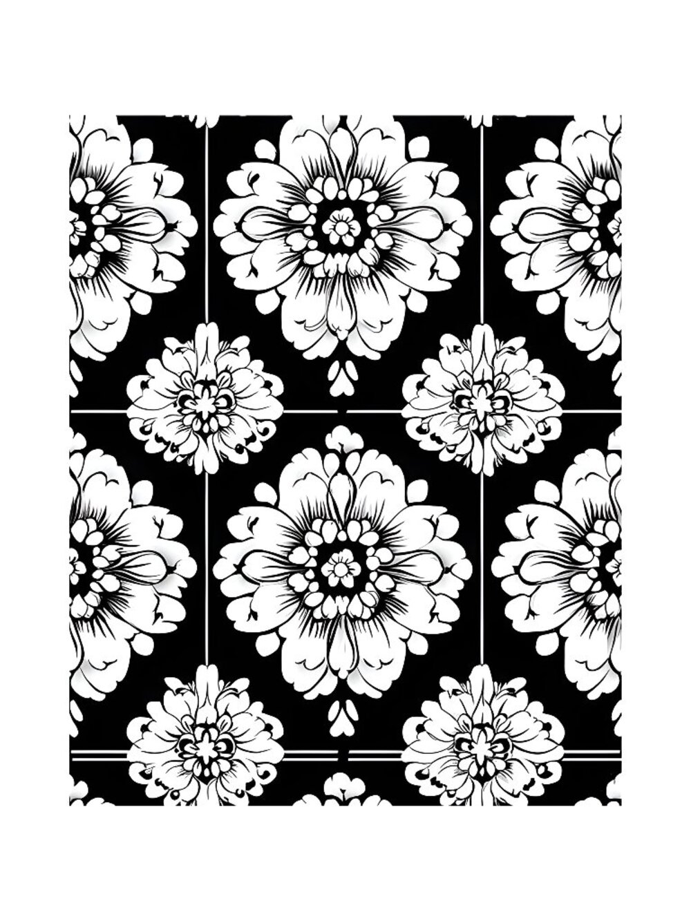 Black White Floral Wallpaper Stick and Peel Flower Contact Paper